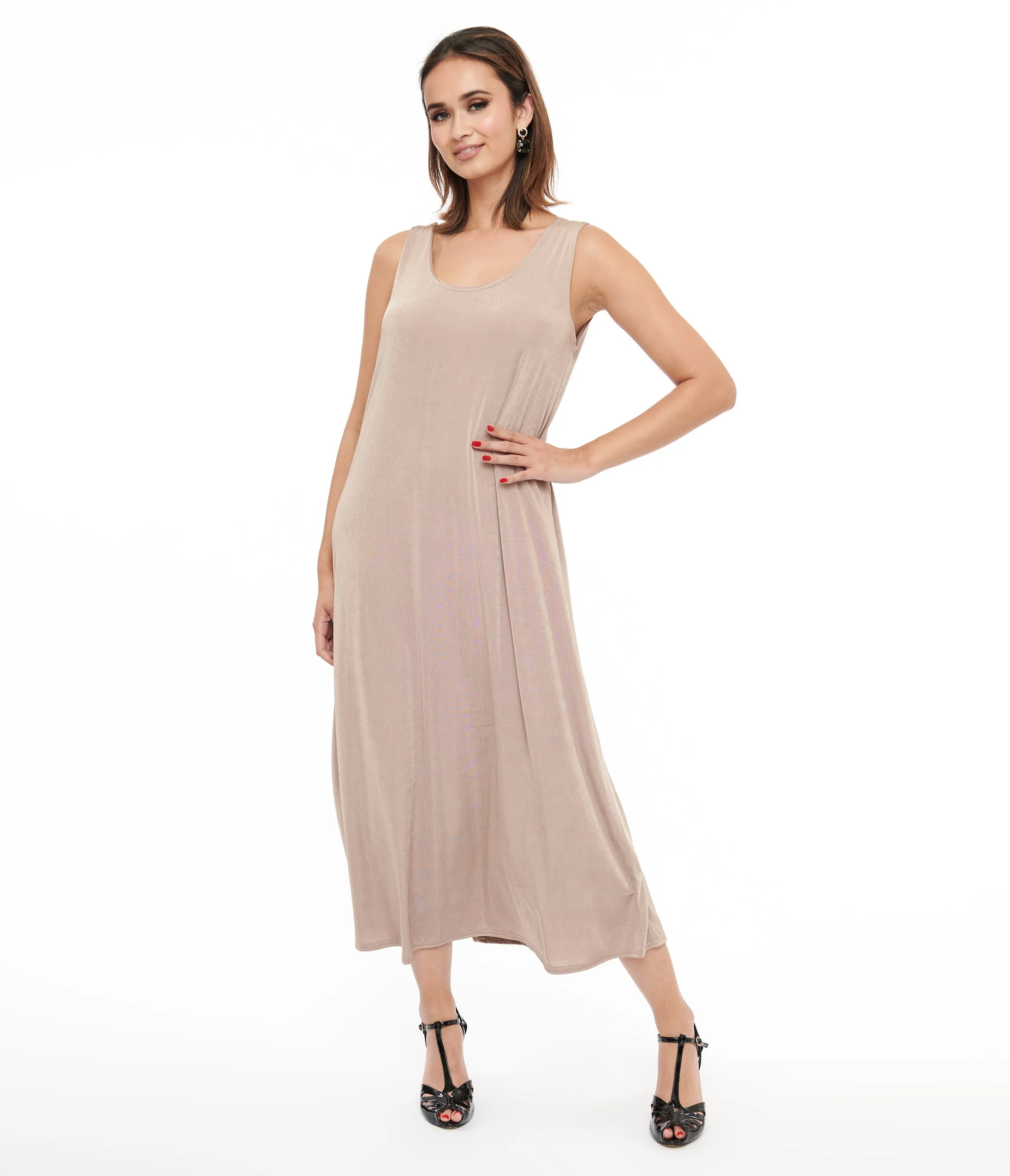 Taupe Slip Maxi Dress Casual Everyday Look