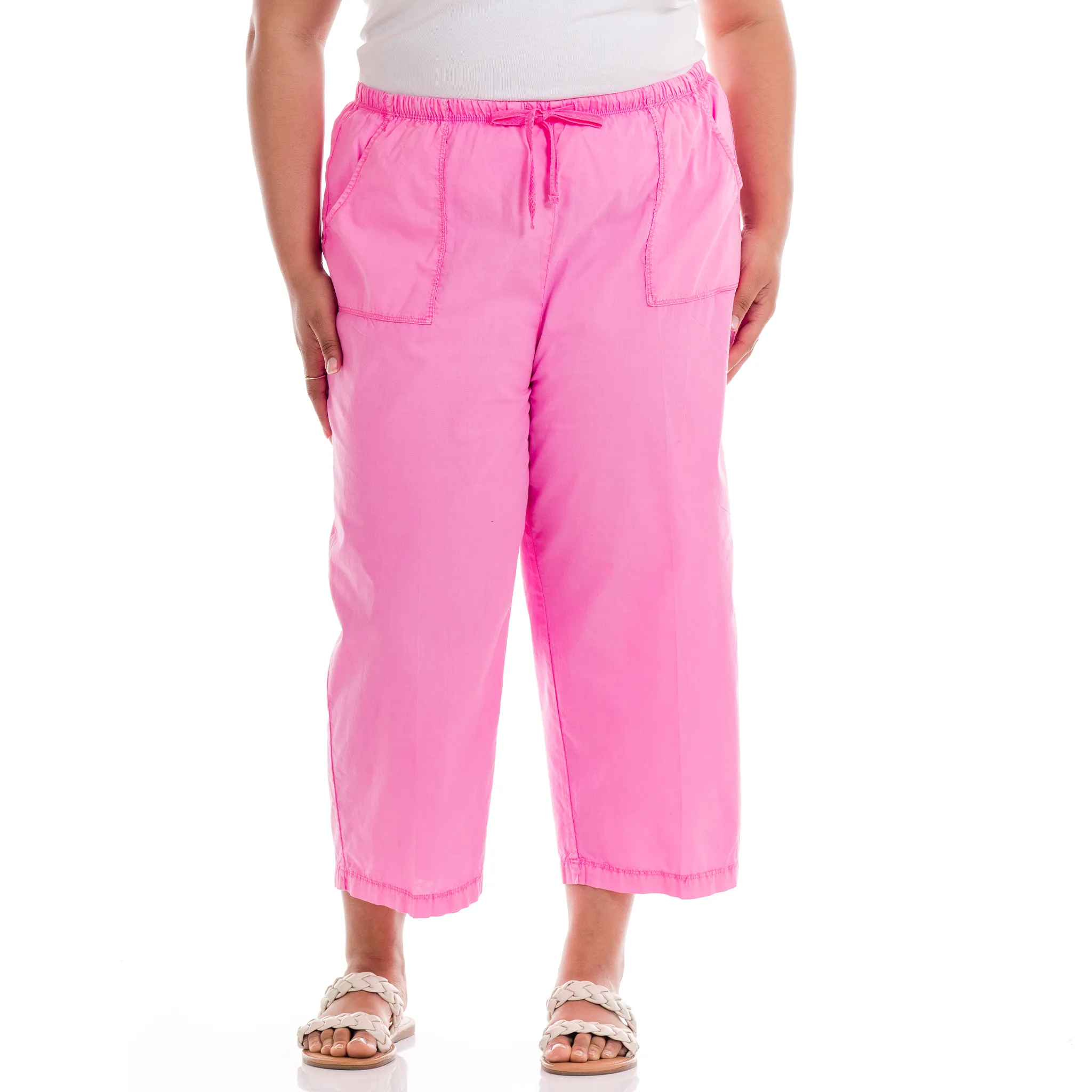 Topstitch Sheeting Capris | Plus Size Weekend Relaxed Look