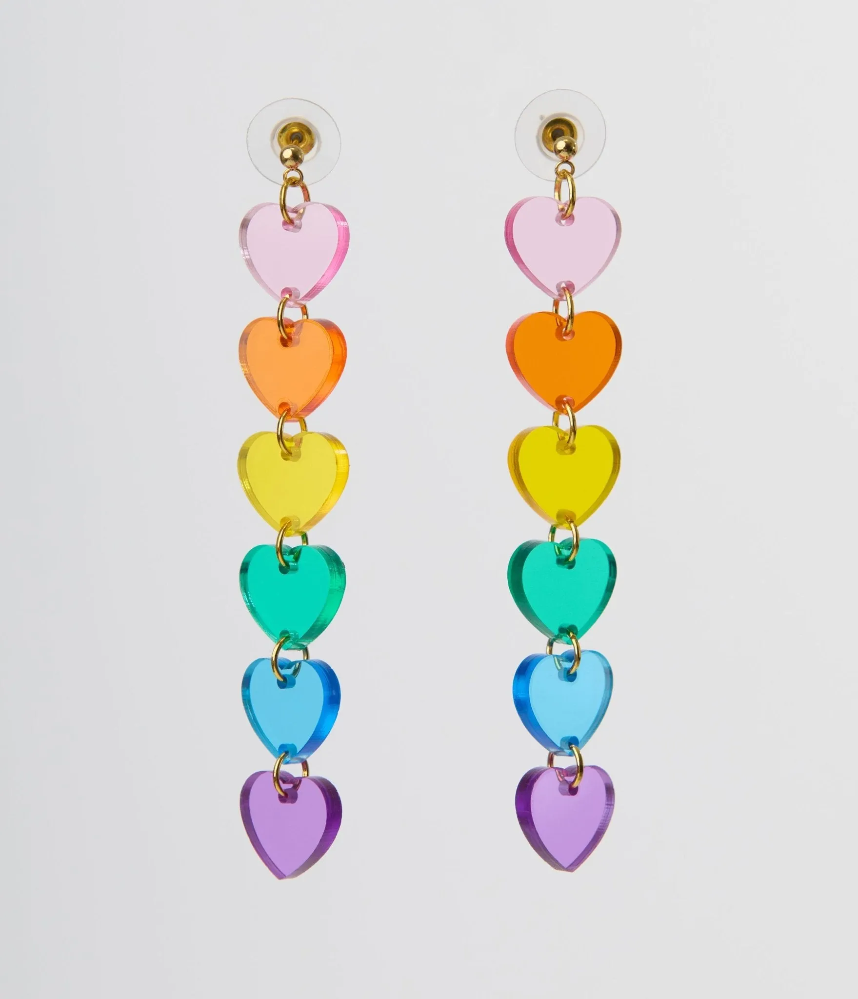 Translucent Rainbow Heart Earrings Everyday Chic