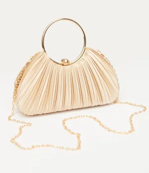 Unique Vintage 1920s Champagne Pleated Handbag Fun Outing