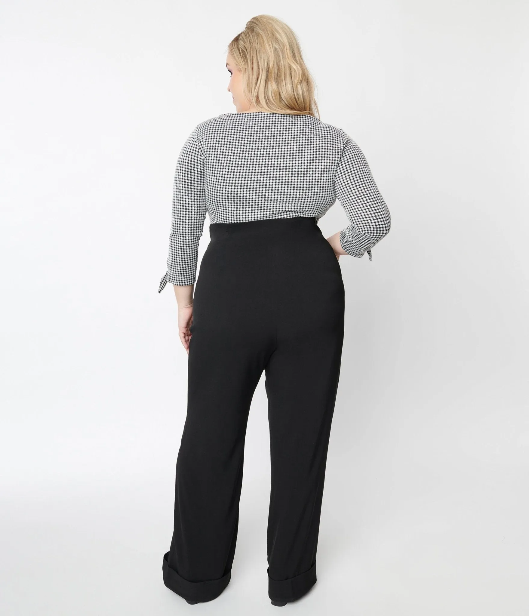 Unique Vintage 1940s Black Buttoned Wide Leg Trousers Comfortable Travel Wear