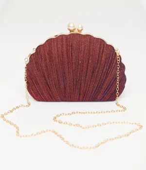 Unique Vintage 1950s Iridescent Purple Sparkle Scallop Handbag Fun Outing
