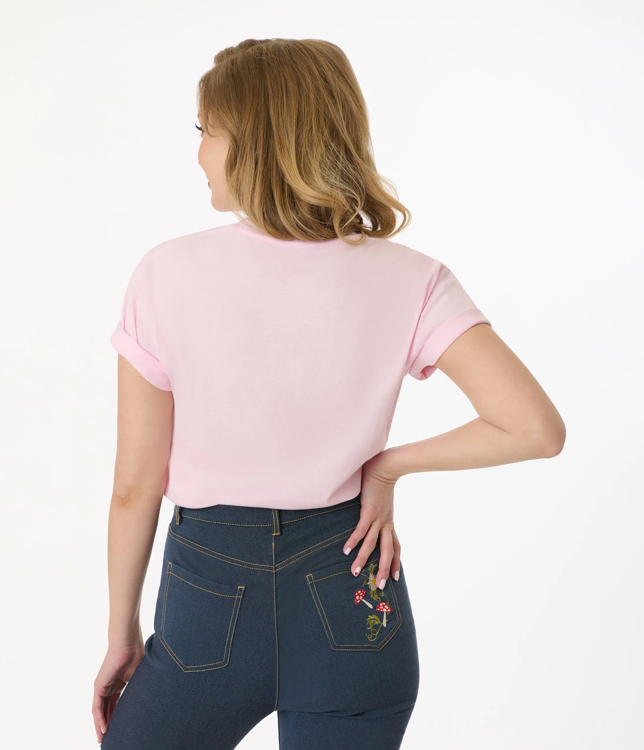 Unique Vintage 1960s Light Pink Wanted Cowgirl Unisex Graphic Tee Easy Date Night