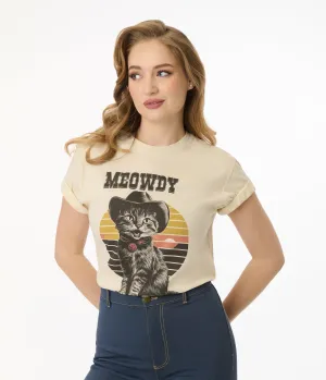 Unique Vintage 1960s Meowdy Cat Unisex Graphic Tee Easy Date Night