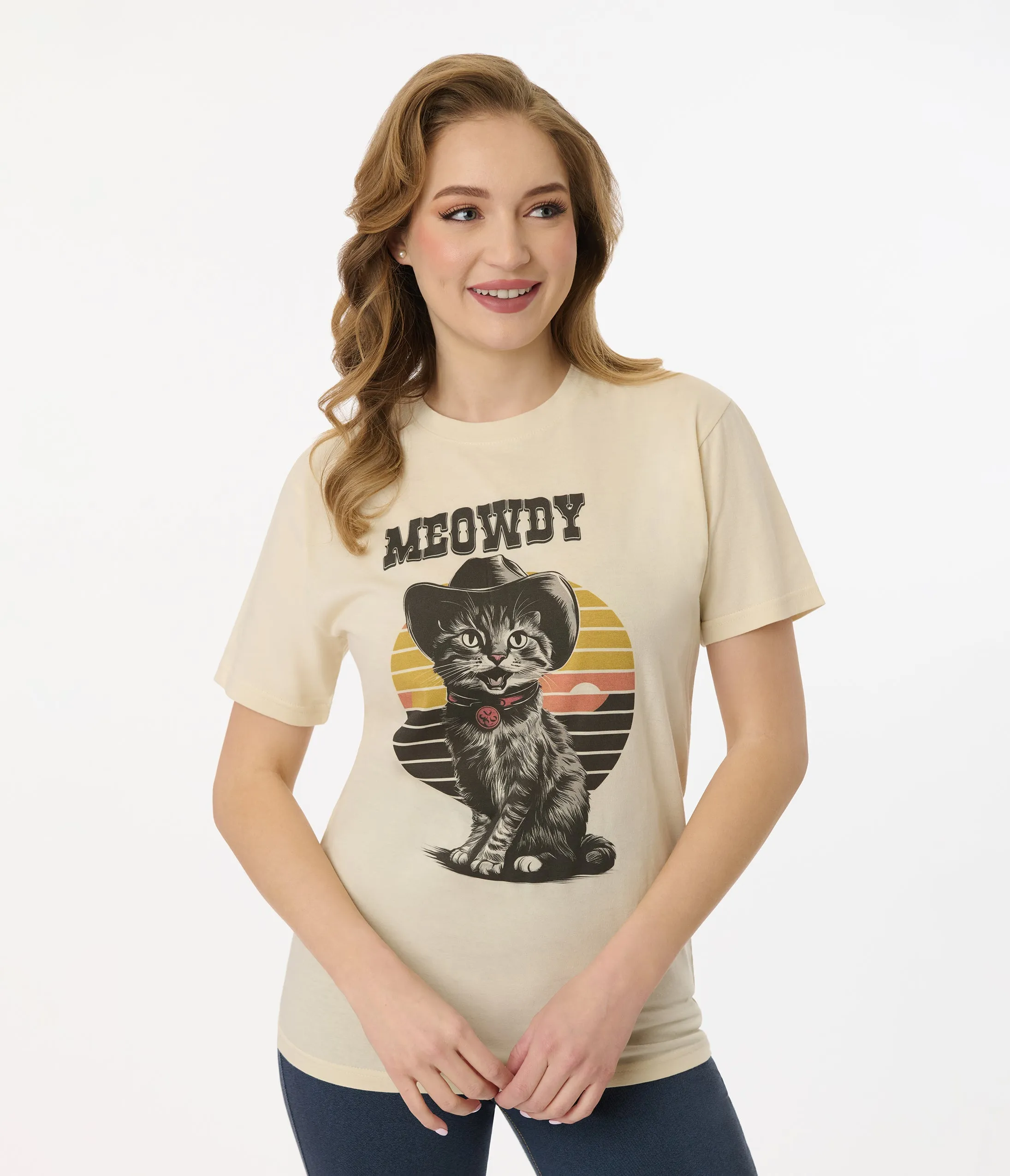 Unique Vintage 1960s Meowdy Cat Unisex Graphic Tee Easy Date Night