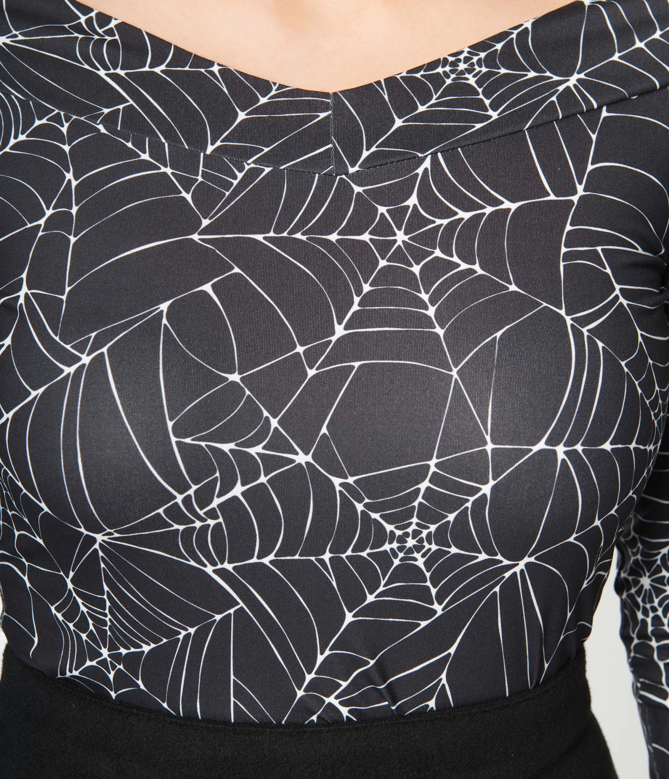 Unique Vintage Black & White Spiderweb Scarlett Top Easy Date Night