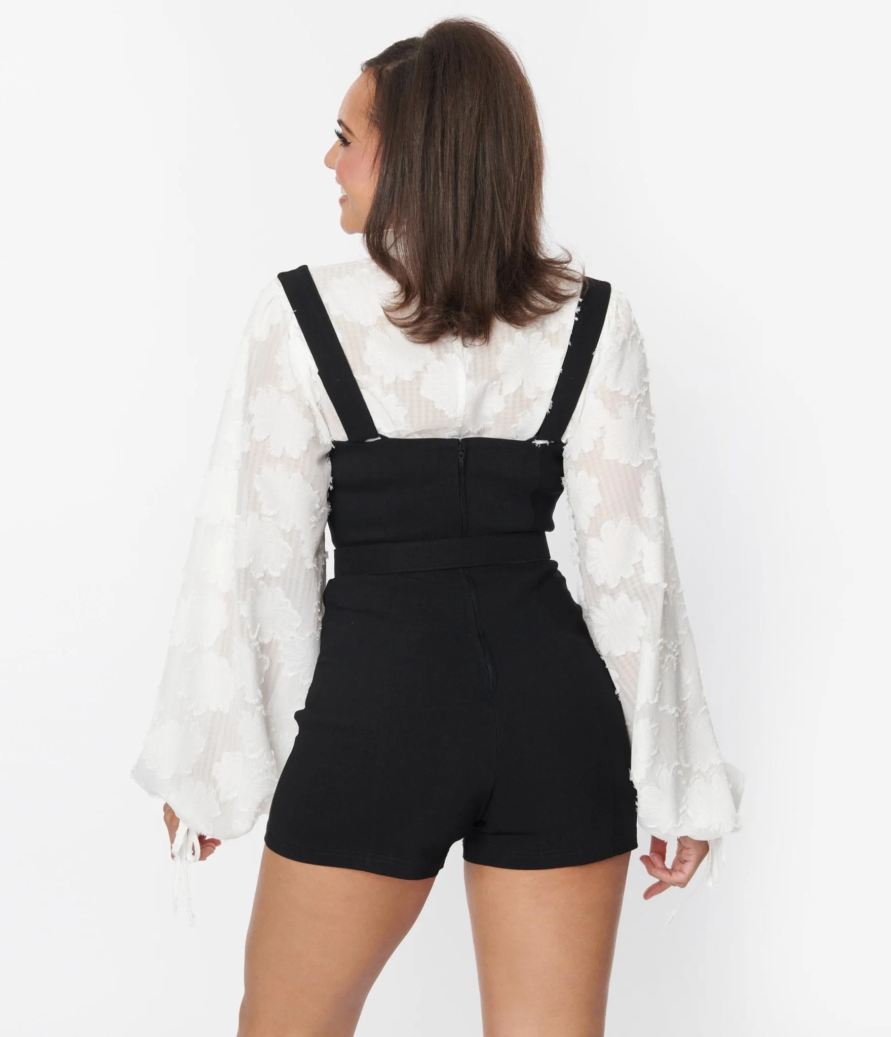 Unique Vintage Black Belted Suspender Shorts Comfortable Travel Wear