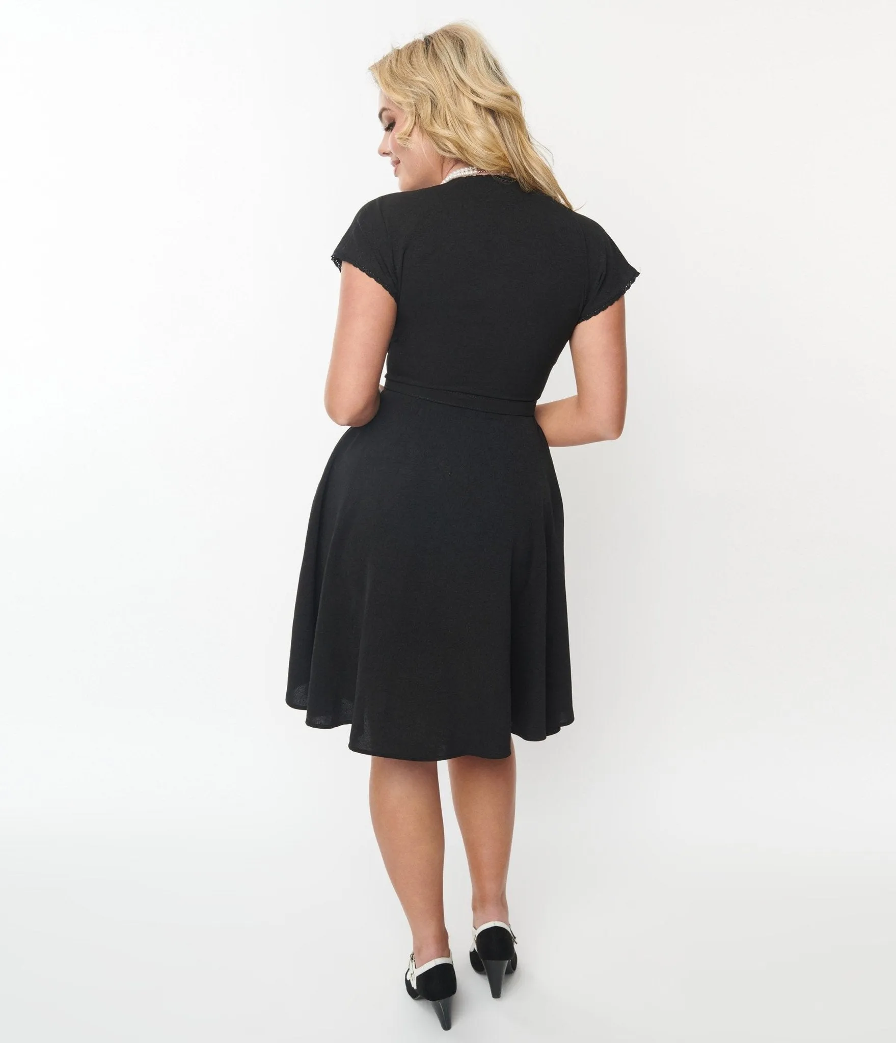 Unique Vintage Black Belted Swing Dress Casual Everyday Look