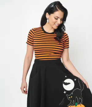 Unique Vintage Orange & Black Stripe Back To Basics Top Easy Date Night