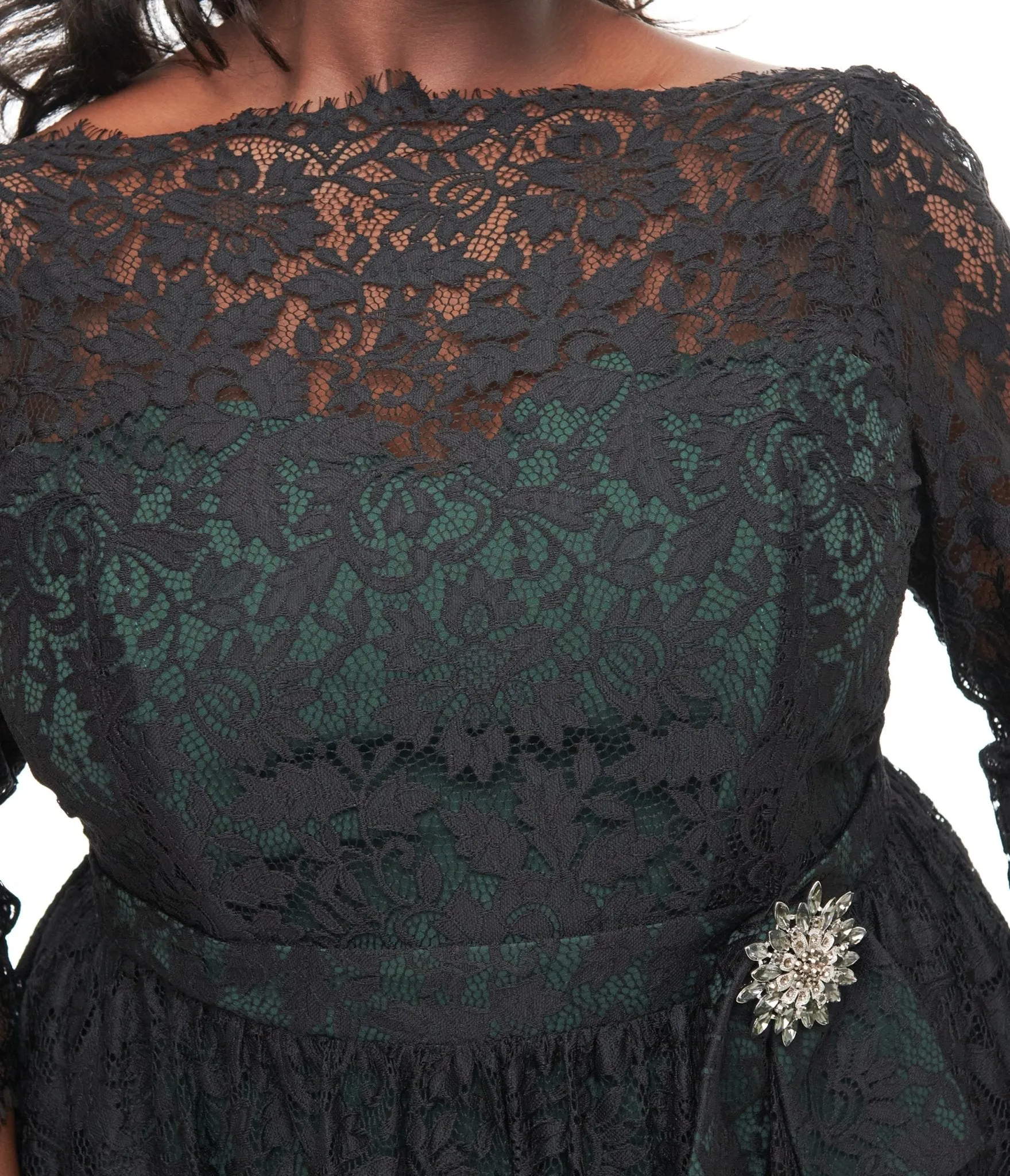 Unique Vintage Plus Size 1940s Black Lace Swing Dress Casual Everyday Look