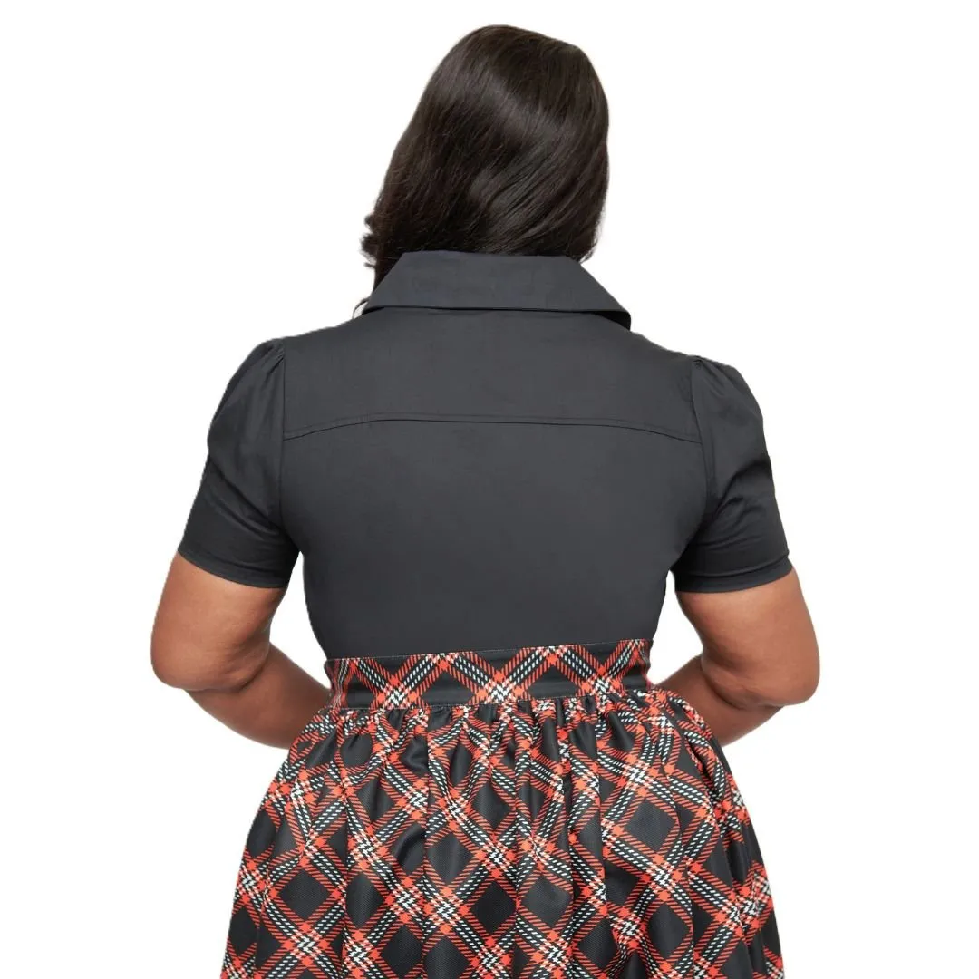 Unique Vintage Plus Size 1940s Black Spooky Cat Cotton Blouse Easy Date Night