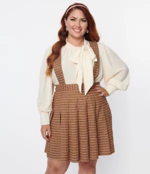 Unique Vintage Plus Size 1940s Ivory Clip Dot Neck Bow Blouse Easy Date Night