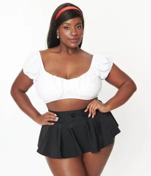 Unique Vintage Plus Size 1940s White Off The Shoulder Swim Top Beach Vacation Ready