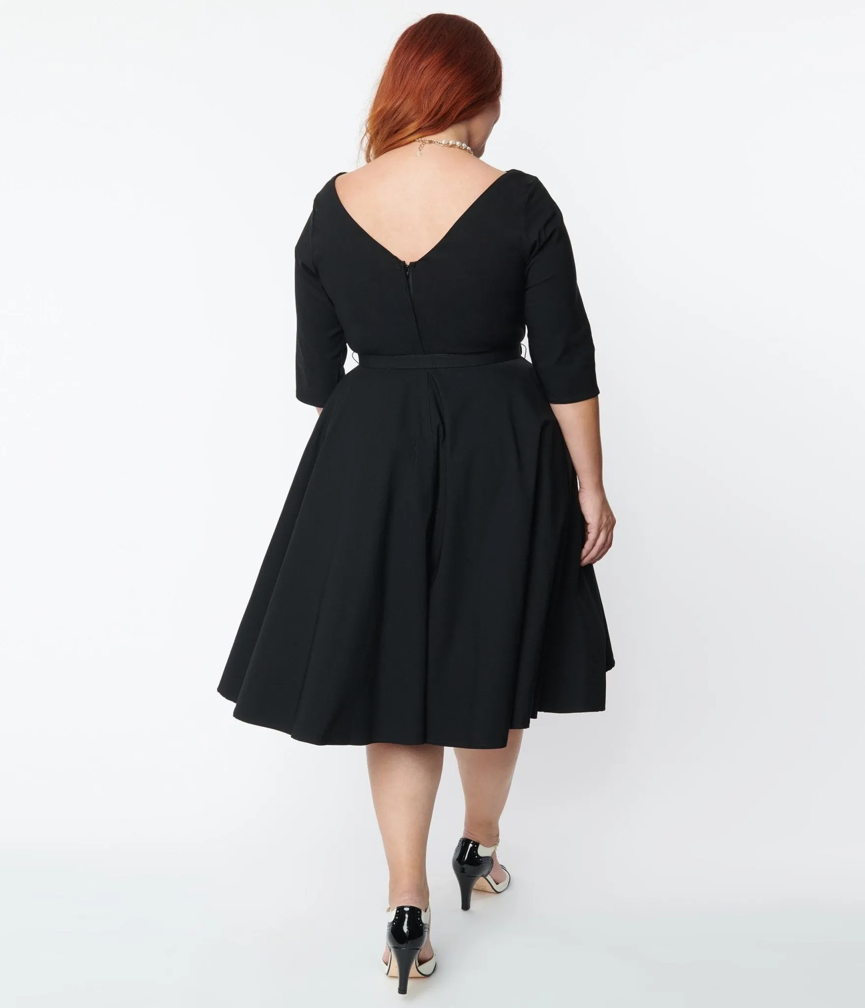 Unique Vintage Plus Size 1950s Black Devon Swing Dress Casual Everyday Look