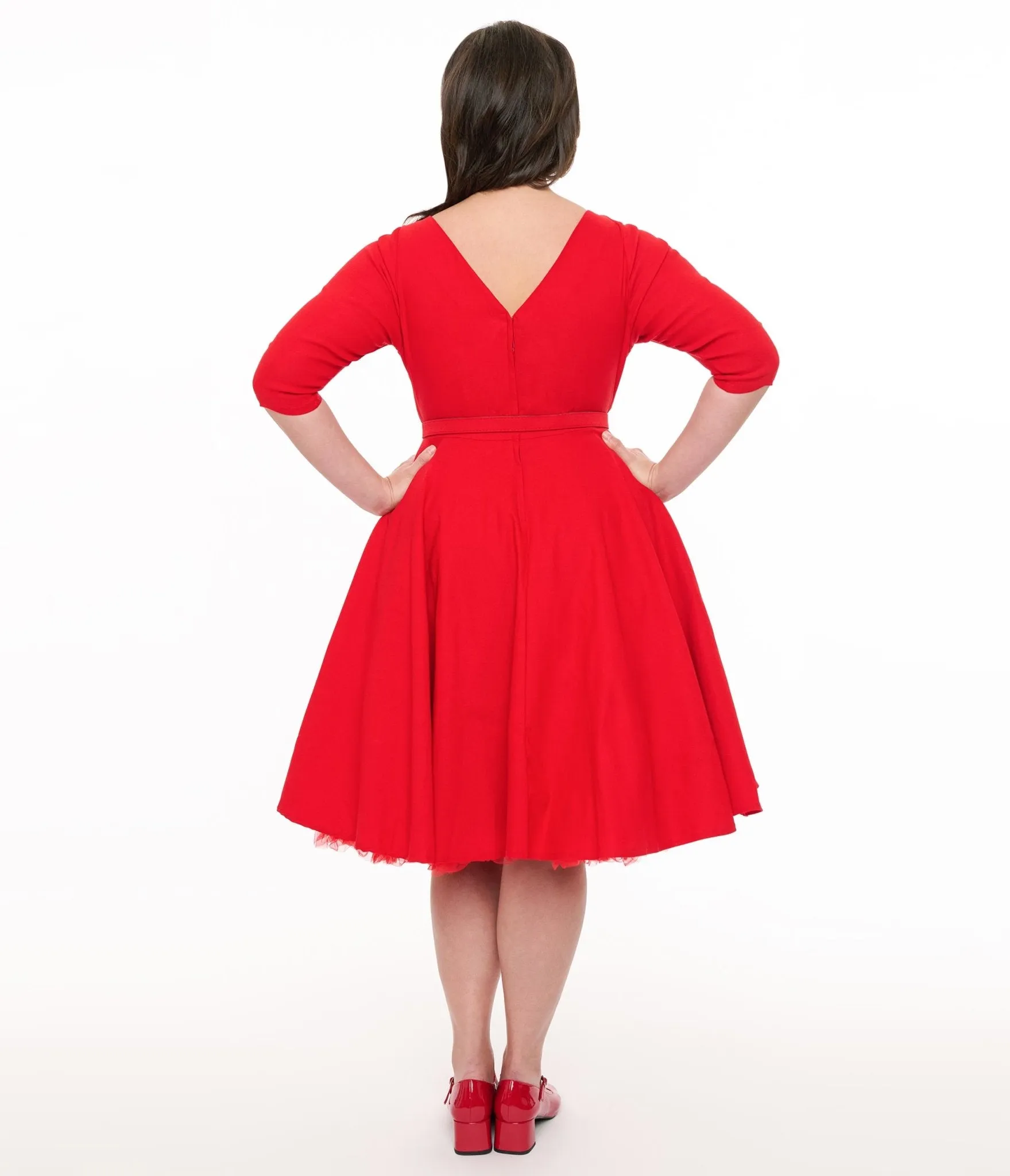 Unique Vintage Plus Size 1950s Bright Red Devon Swing Dress Casual Everyday Look