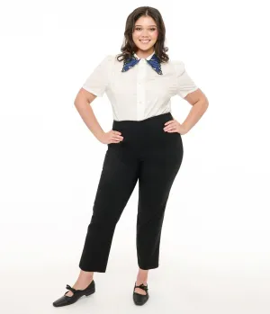 Unique Vintage Plus Size 1960s Black Cigarette Pants Comfortable Travel Wear