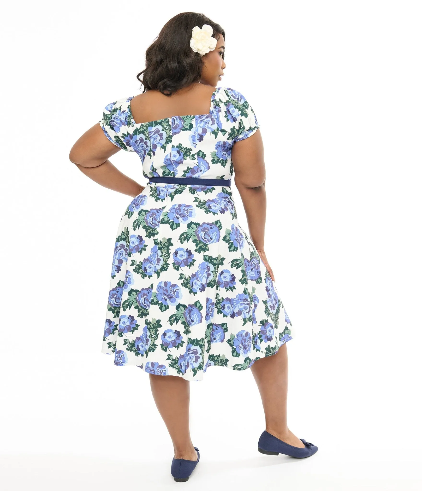 Unique Vintage Plus Size 1960s Blue Winter Ohara Swing Dress Casual Everyday Look