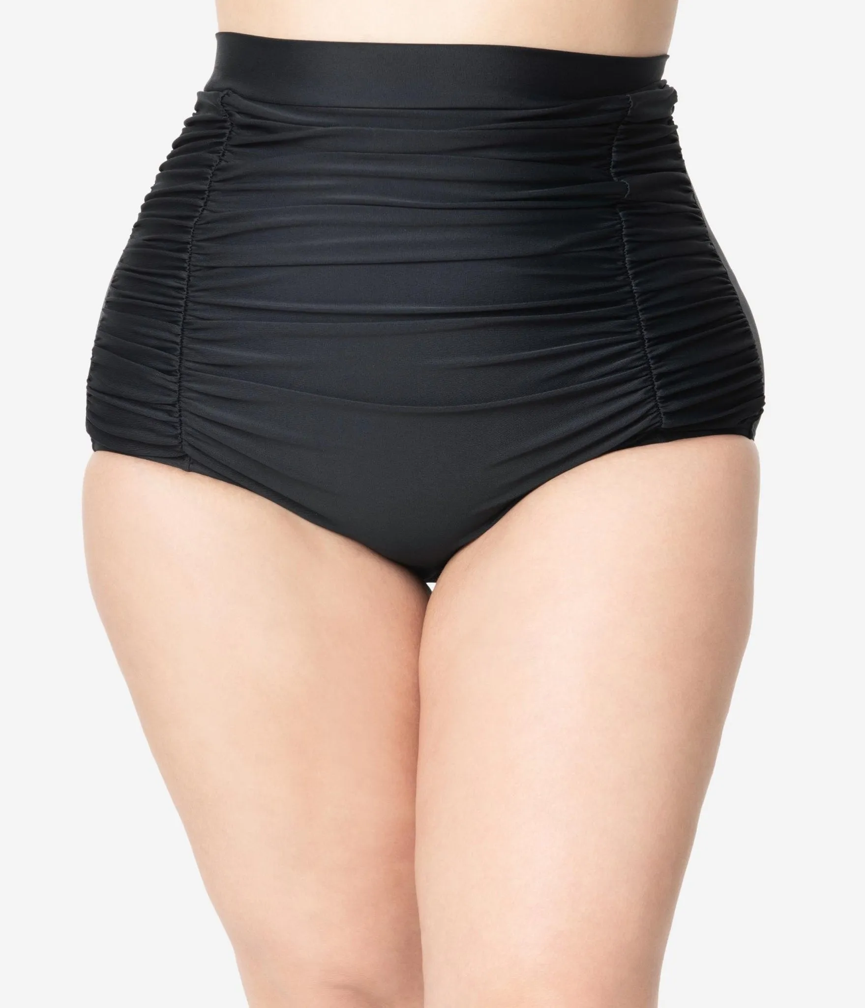 Unique Vintage Plus Size All Black Monroe High Waist Bikini Bottom Beach Vacation Ready
