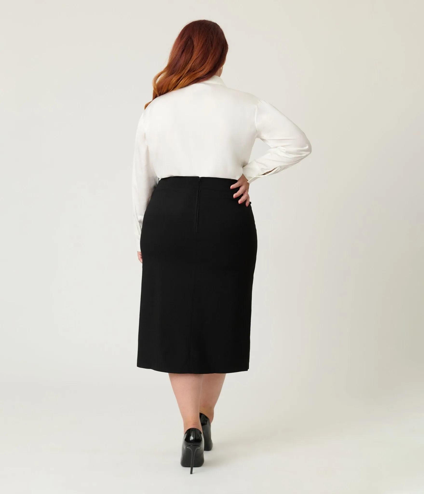 Unique Vintage Plus Size Black Asymmetrical Pencil Skirt Comfortable Travel Wear