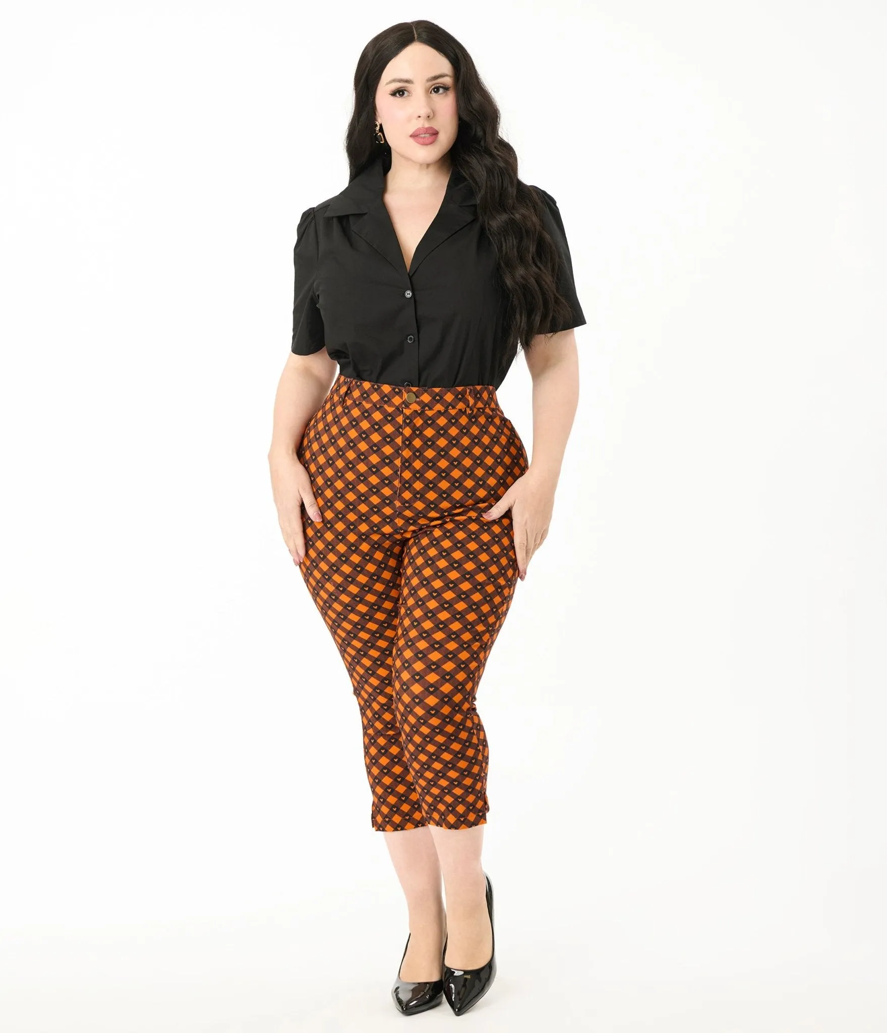 Unique Vintage Plus Size Black Cotton Blouse Easy Date Night