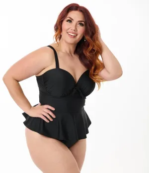 Unique Vintage Plus Size Black Daphne Swim Bottom Beach Vacation Ready