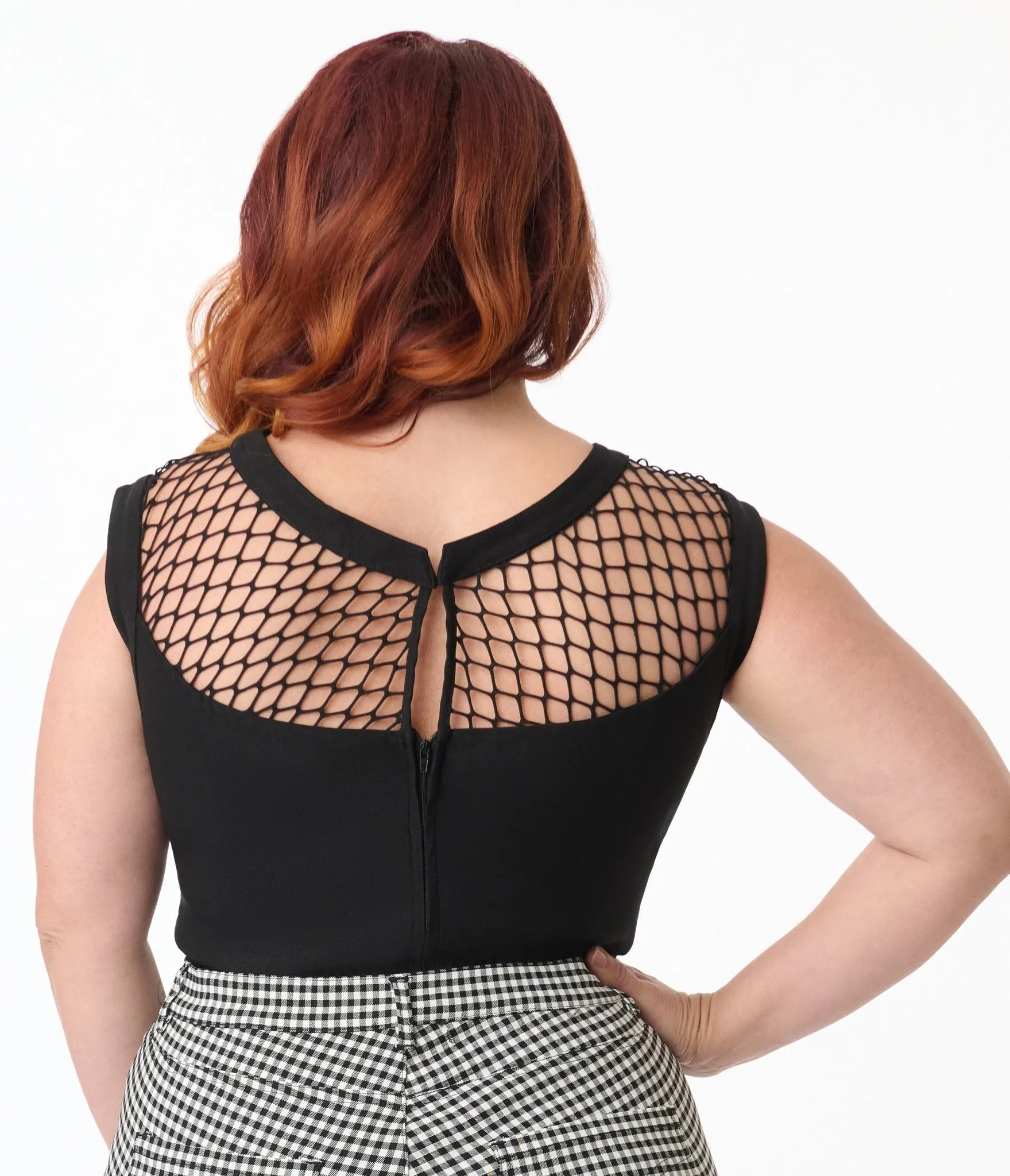 Unique Vintage Plus Size Black Diamond Cable Top Easy Date Night