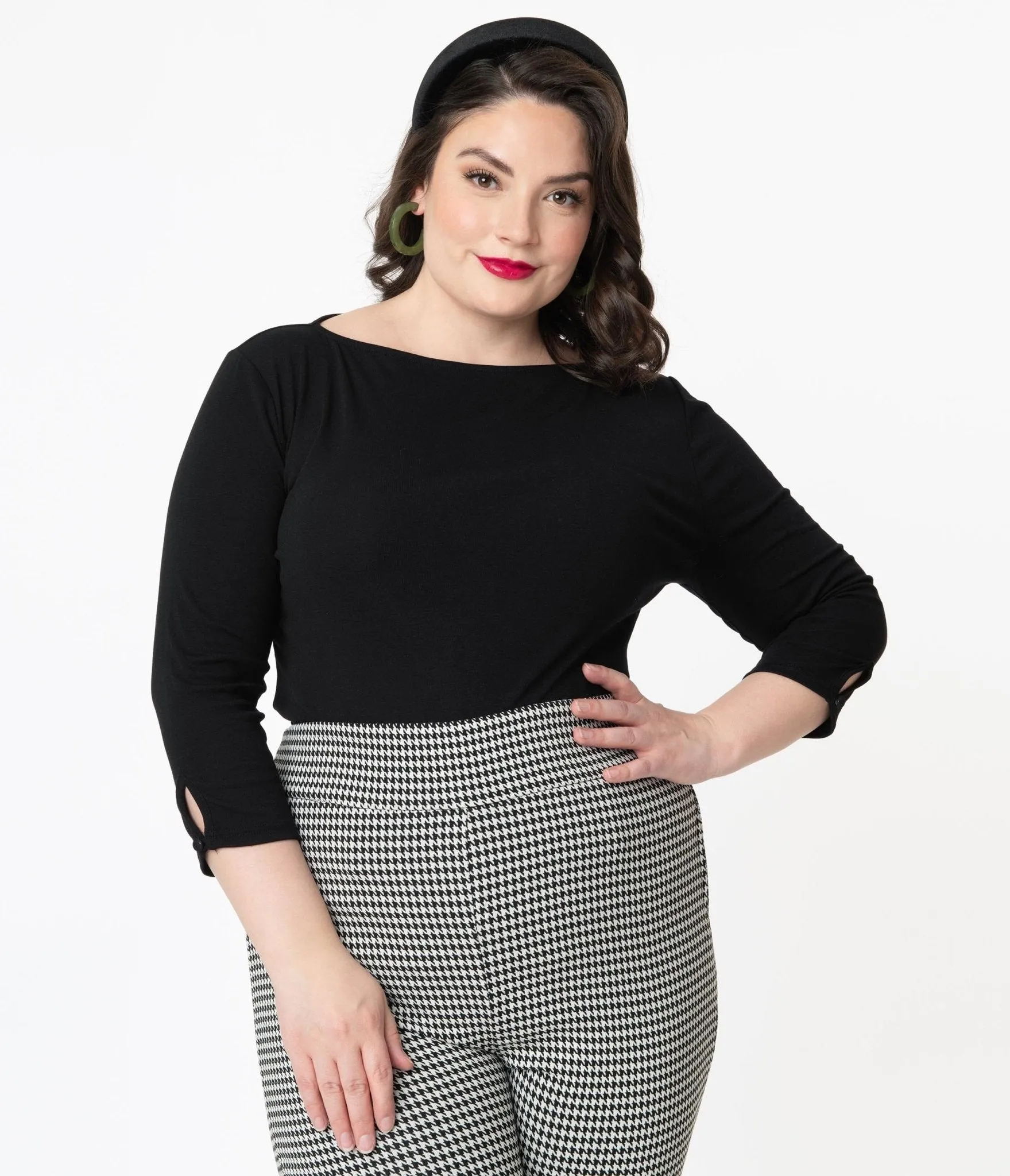 Unique Vintage Plus Size Black Gracie Top Easy Date Night