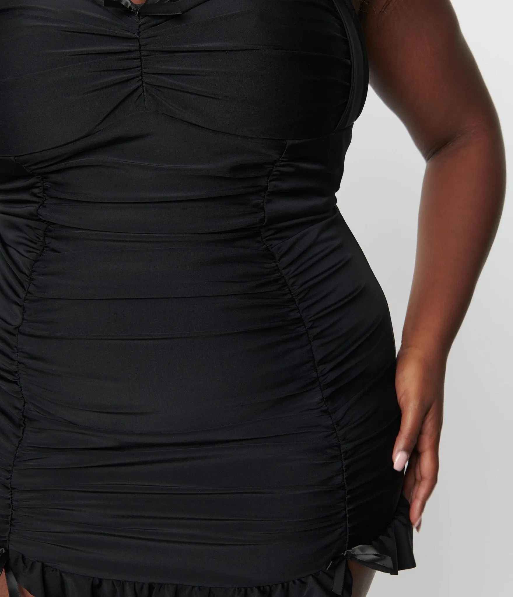 Unique Vintage Plus Size Black Halter Swim Dress Beach Vacation Ready