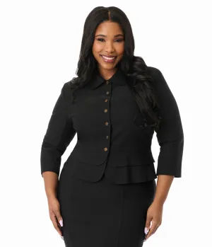 Unique Vintage Plus Size Black Peplum Jacket Easy Date Night