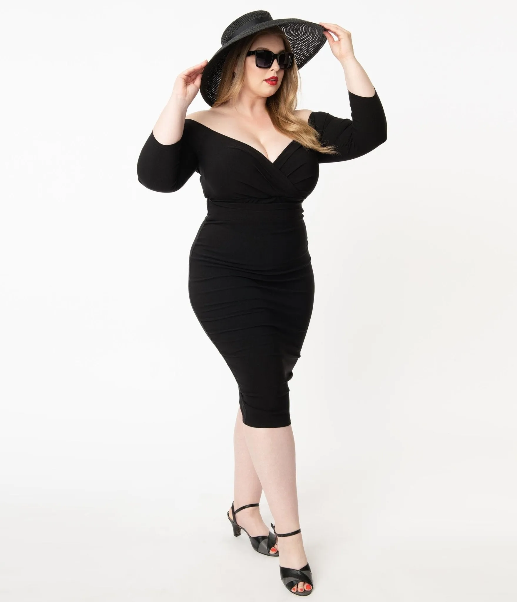 Unique Vintage Plus Size Black Shailene Pencil Dress Casual Everyday Look