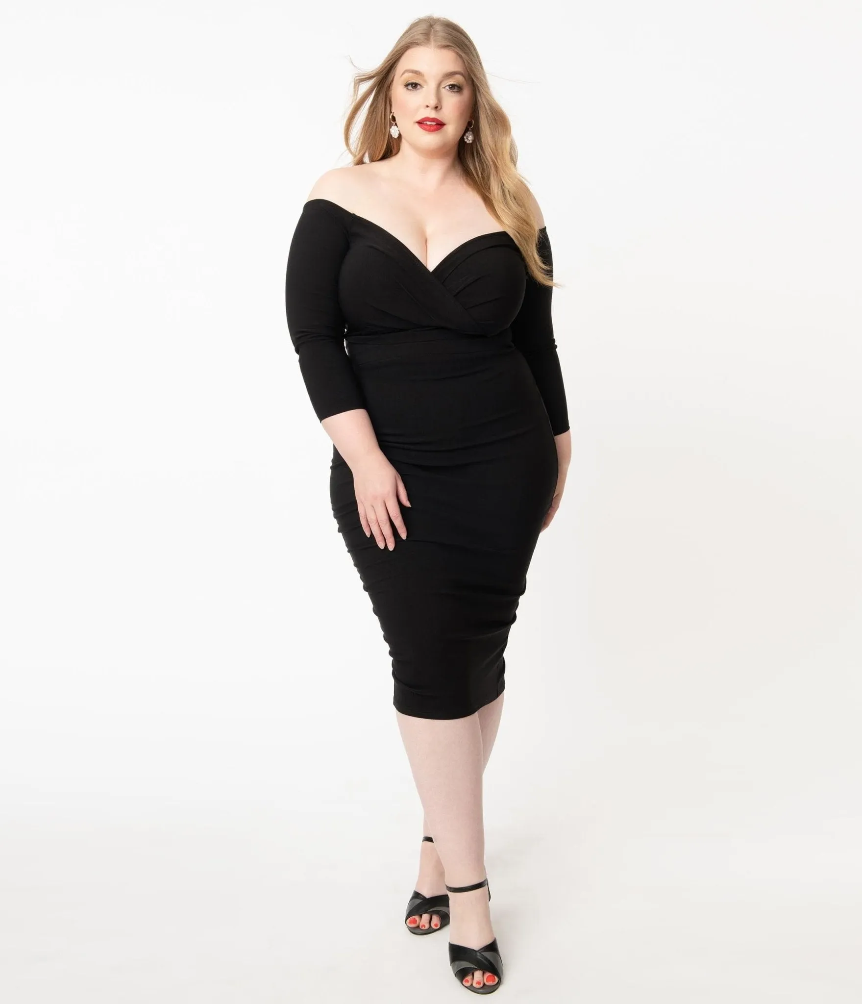 Unique Vintage Plus Size Black Shailene Pencil Dress Casual Everyday Look