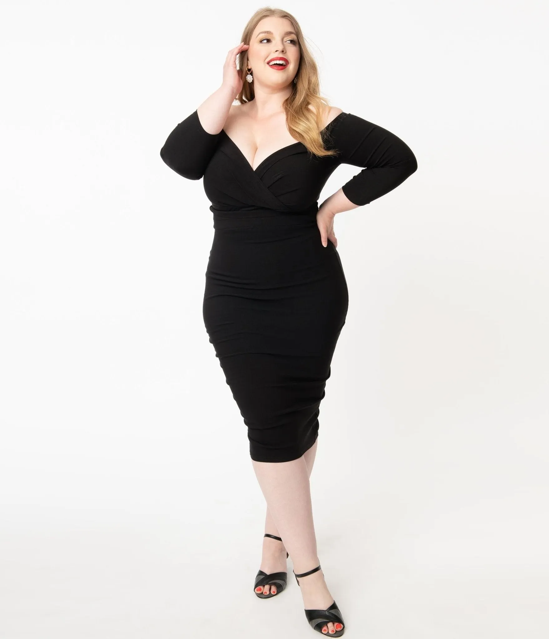 Unique Vintage Plus Size Black Shailene Pencil Dress Casual Everyday Look