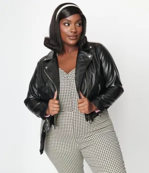 Unique Vintage Plus Size Black Vegan Leather Jacket Easy Date Night