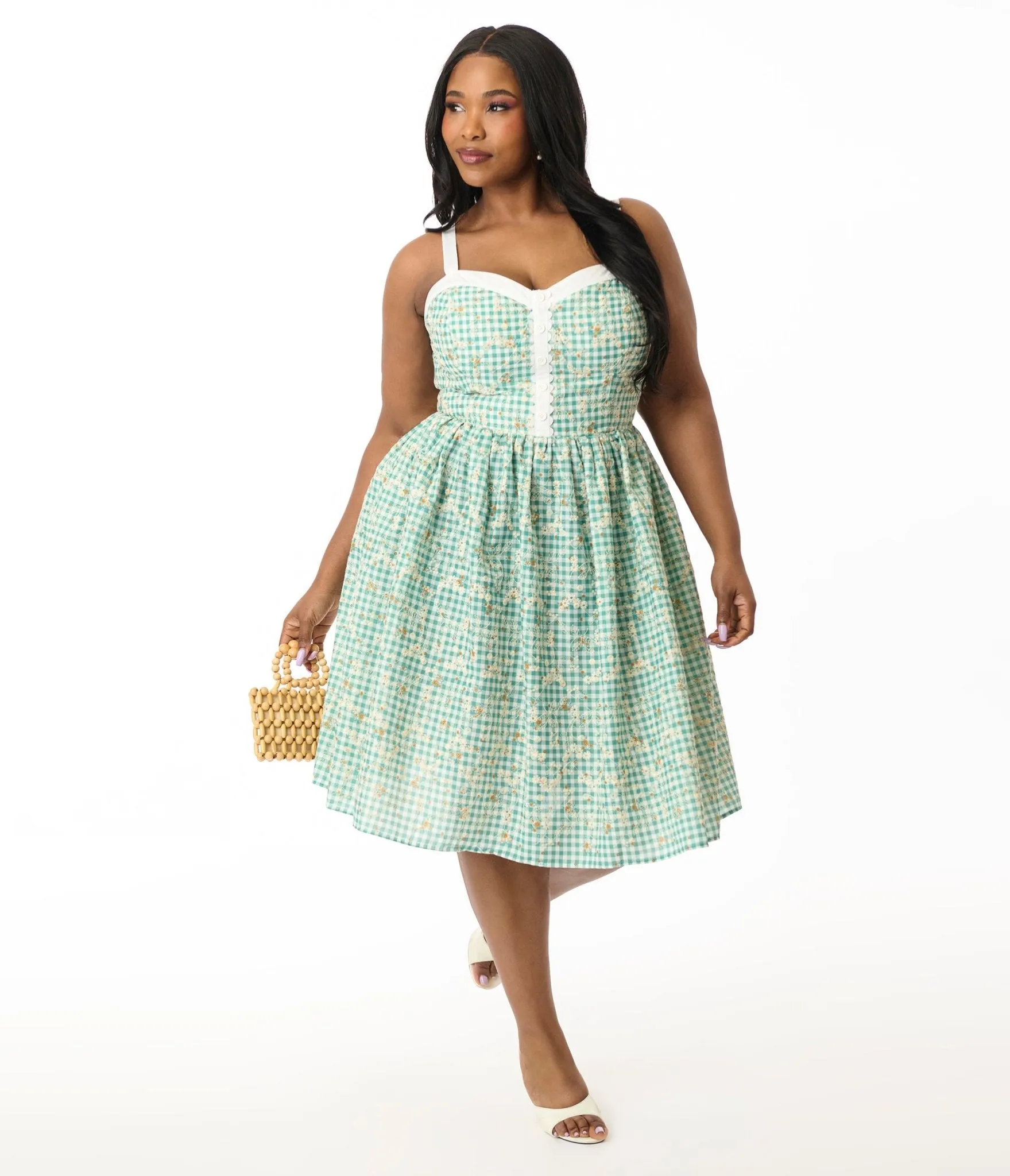 1940s,APR 25,APR25WK5,Clothing,Cotton,DiaCo,Dresses,extended:276668,Faire,FLASH30JULY,Floral,Floral Dresses,Garden Party,Green,group:K1603-PL,June25BS,Macys,Nordstrom,Plaid,Plaid Prints,Plus Size,Pocket Dresses,QVC,Spring 2025,Swing,Unique Vintage,UV Brand