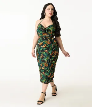 Unique Vintage Plus Size Green Venus Fly Trap Leilani Sarong Dress Casual Everyday Look