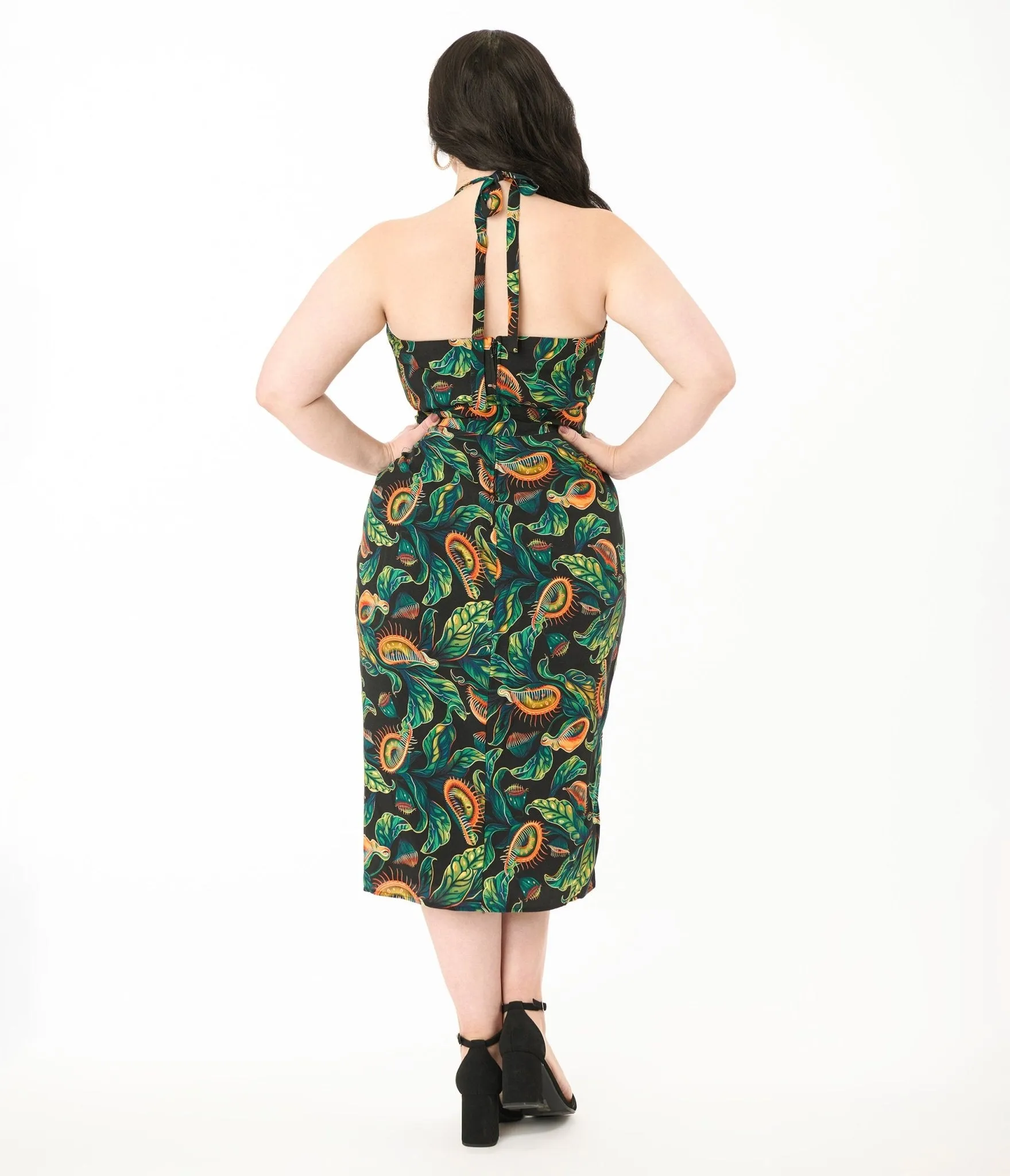Unique Vintage Plus Size Green Venus Fly Trap Leilani Sarong Dress Casual Everyday Look