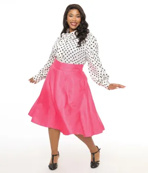 Unique Vintage Plus Size Hot Pink Vivian Swing Skirt Comfortable Travel Wear