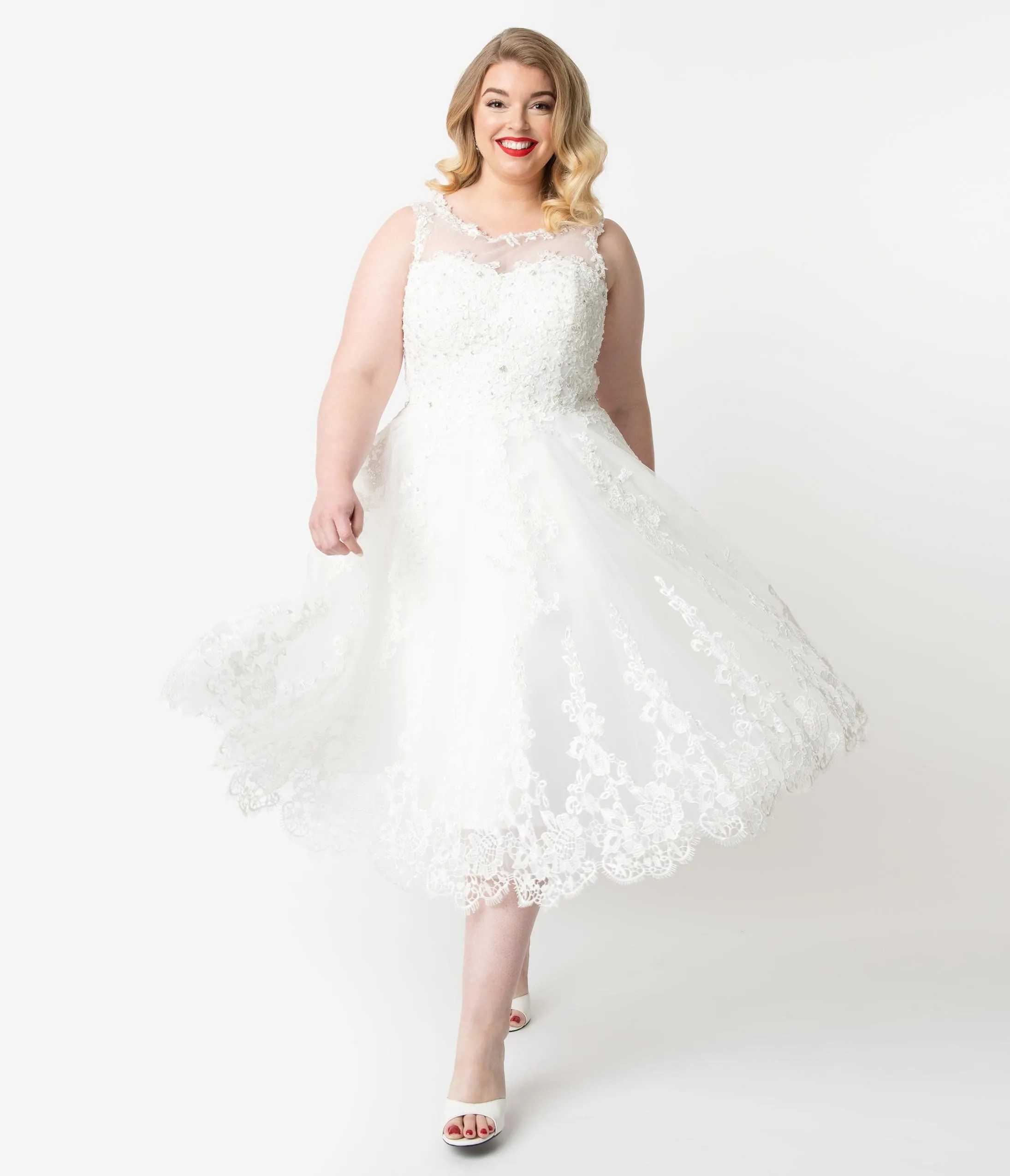 1950s,BRIDAL100,Clothing,Dresses,Dresses $25 Off,extended:1733,Final Sale,FLASH30JULY,Formal,group:WD003-PL,LWD,Midi,Plus Size,Private30Off,Retro Restocks,Sale,SALE40,Shop by Era,Swing,Unique Vintage,UV Brand,UV Clothing,Wedding,Wedding Dresses,White