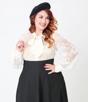 Unique Vintage Plus Size Ivory Lace Gwen Blouse Easy Date Night