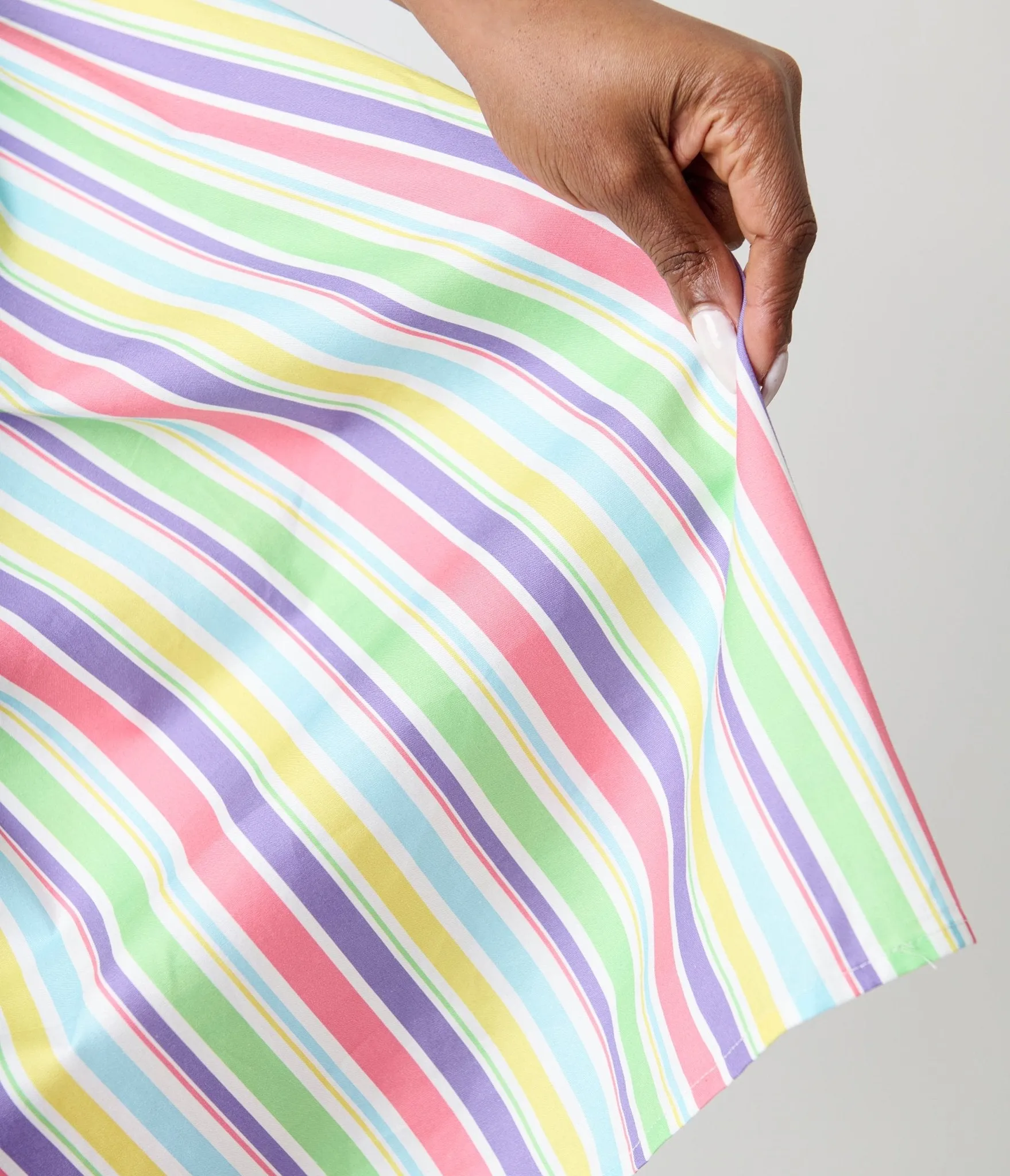 Unique Vintage Plus Size Rainbow Pastel Stripe Dapper Dan Bow Swing Dress Casual Everyday Look