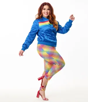 Unique Vintage Plus Size Rainbow Plaid High Waist Rizzo Cigarette Pants Comfortable Travel Wear