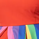 Unique Vintage Plus Size Red & Rainbow Stripe Swing Dress Casual Everyday Look