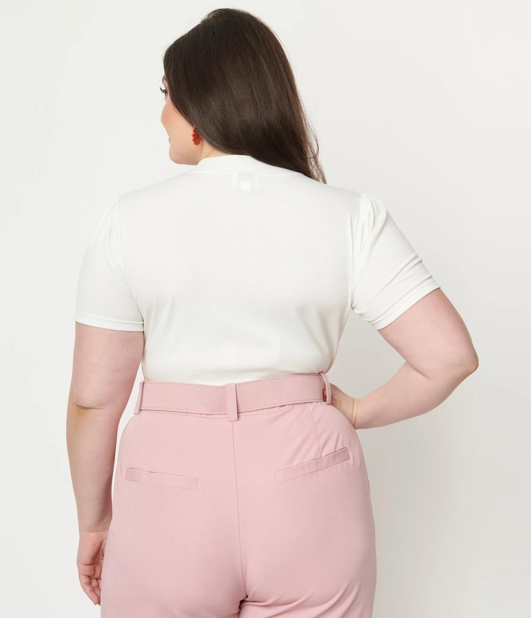 Unique Vintage Plus Size White Bow Sweetie Knit Top Easy Date Night