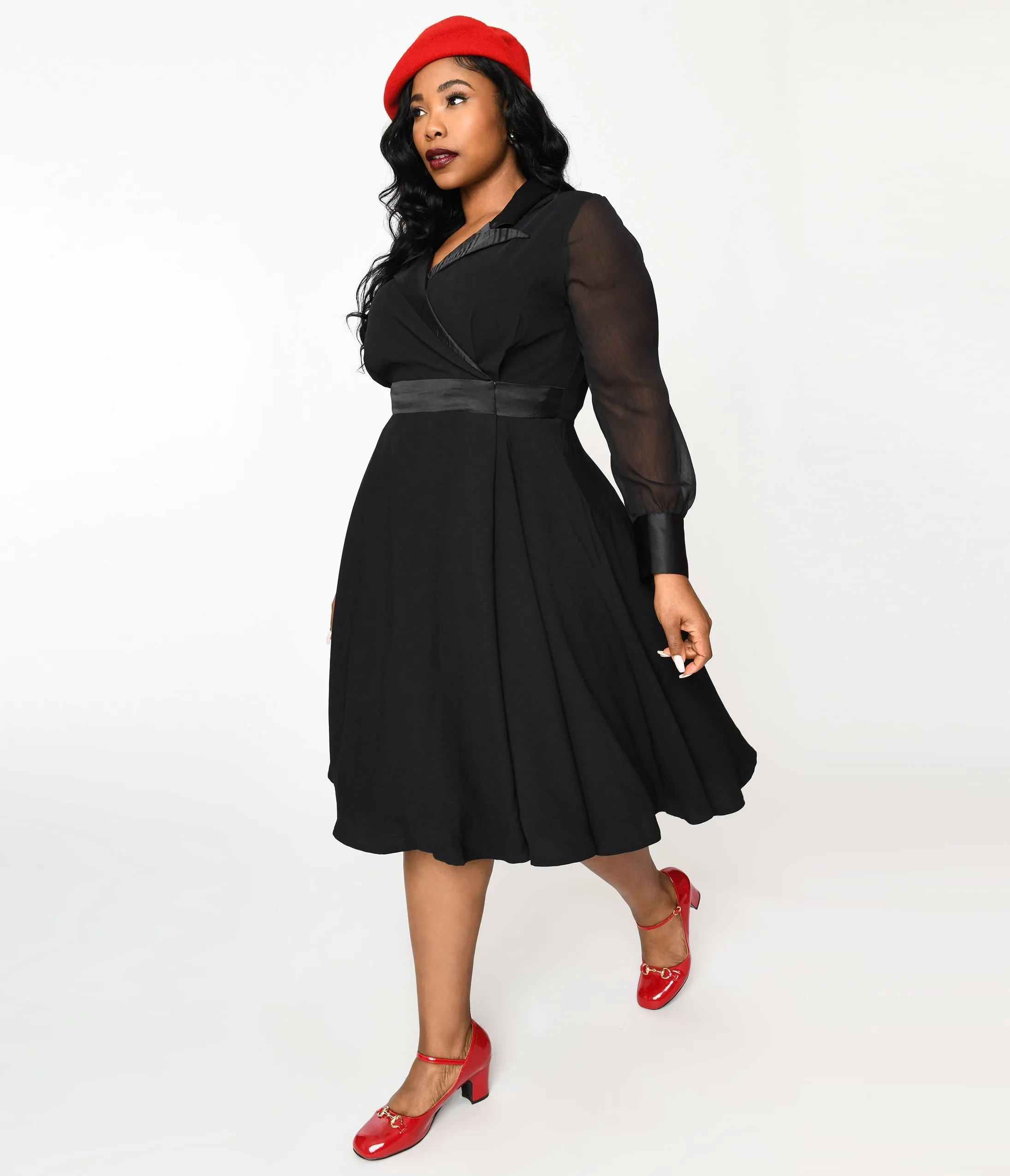 Vintage Style Black Polly Swing Dress Casual Everyday Look