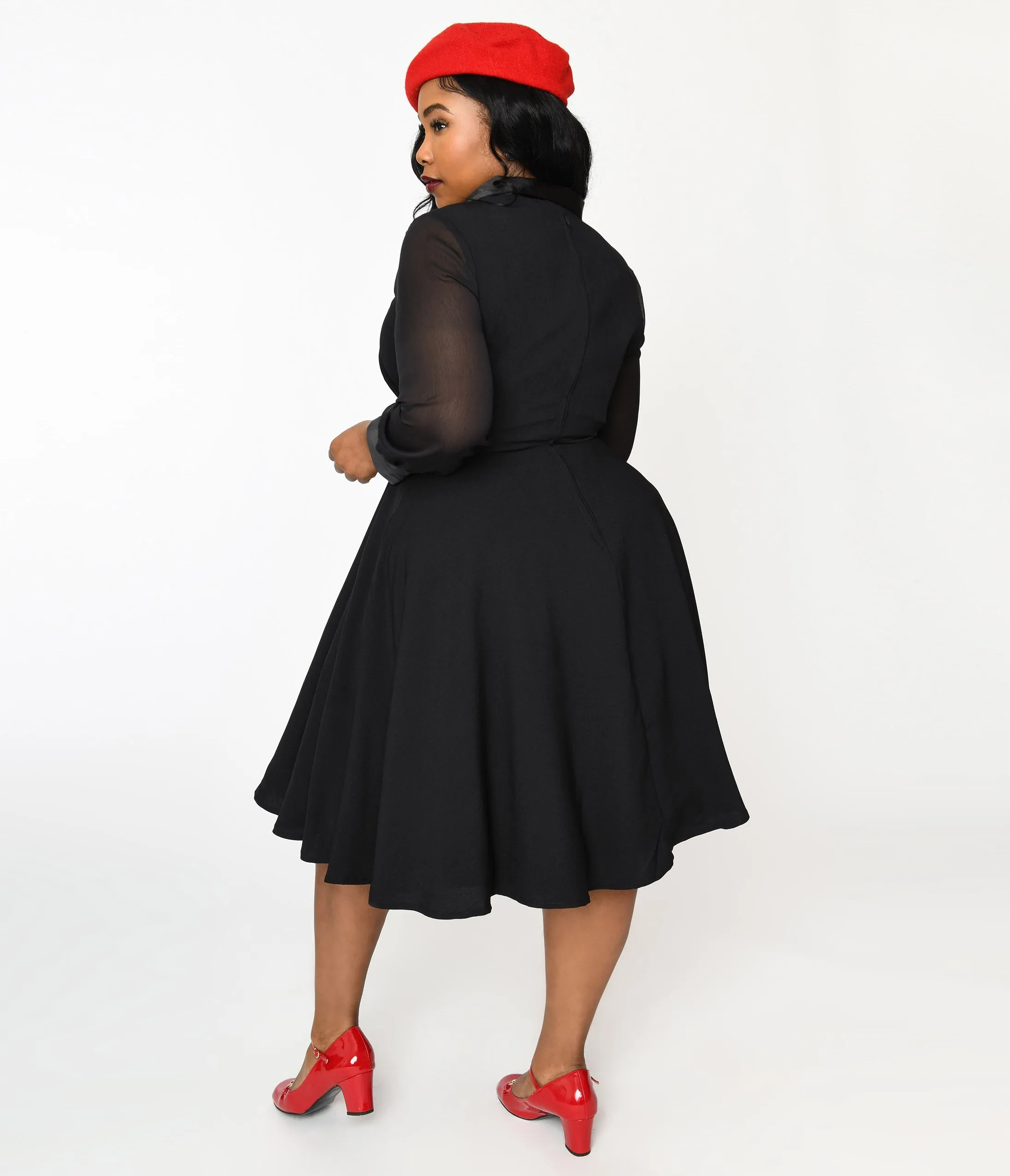 Vintage Style Black Polly Swing Dress Casual Everyday Look