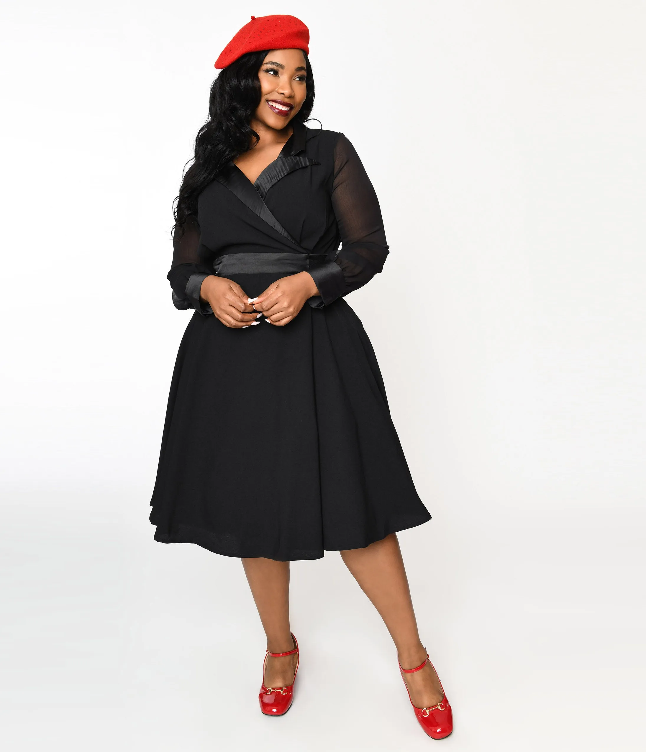 Vintage Style Black Polly Swing Dress Casual Everyday Look