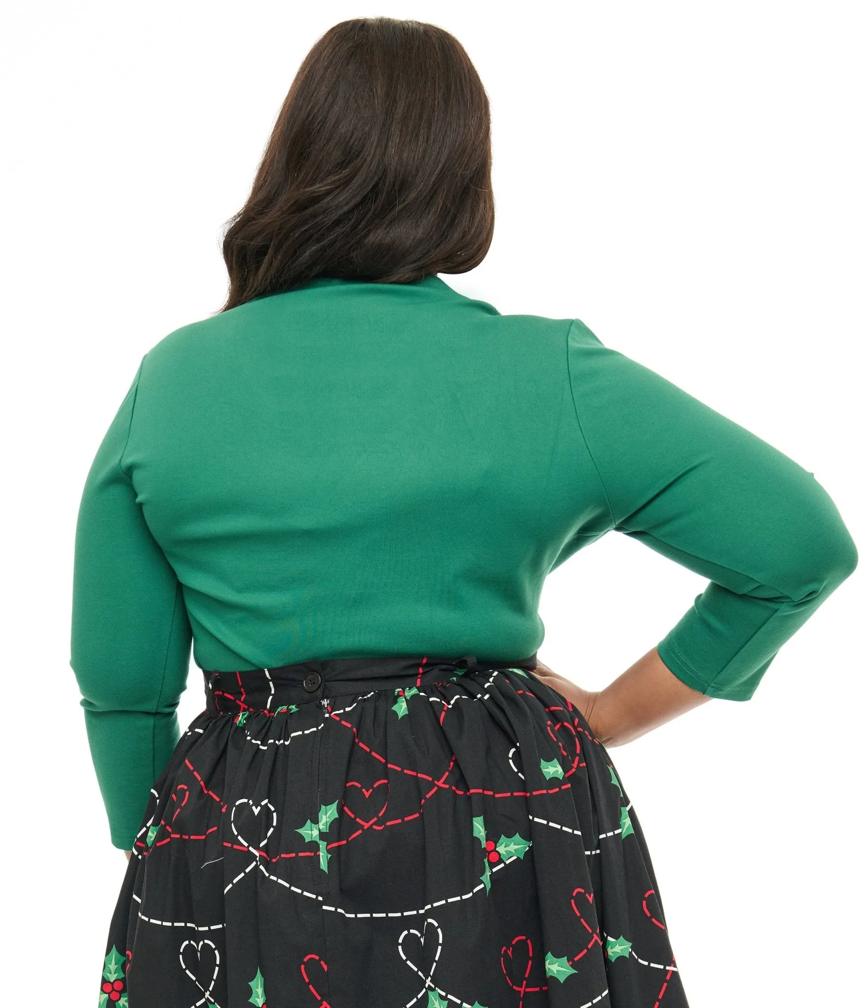 Voodoo Vixen Plus Size 1950s Green Jersey Knit Top Easy Date Night
