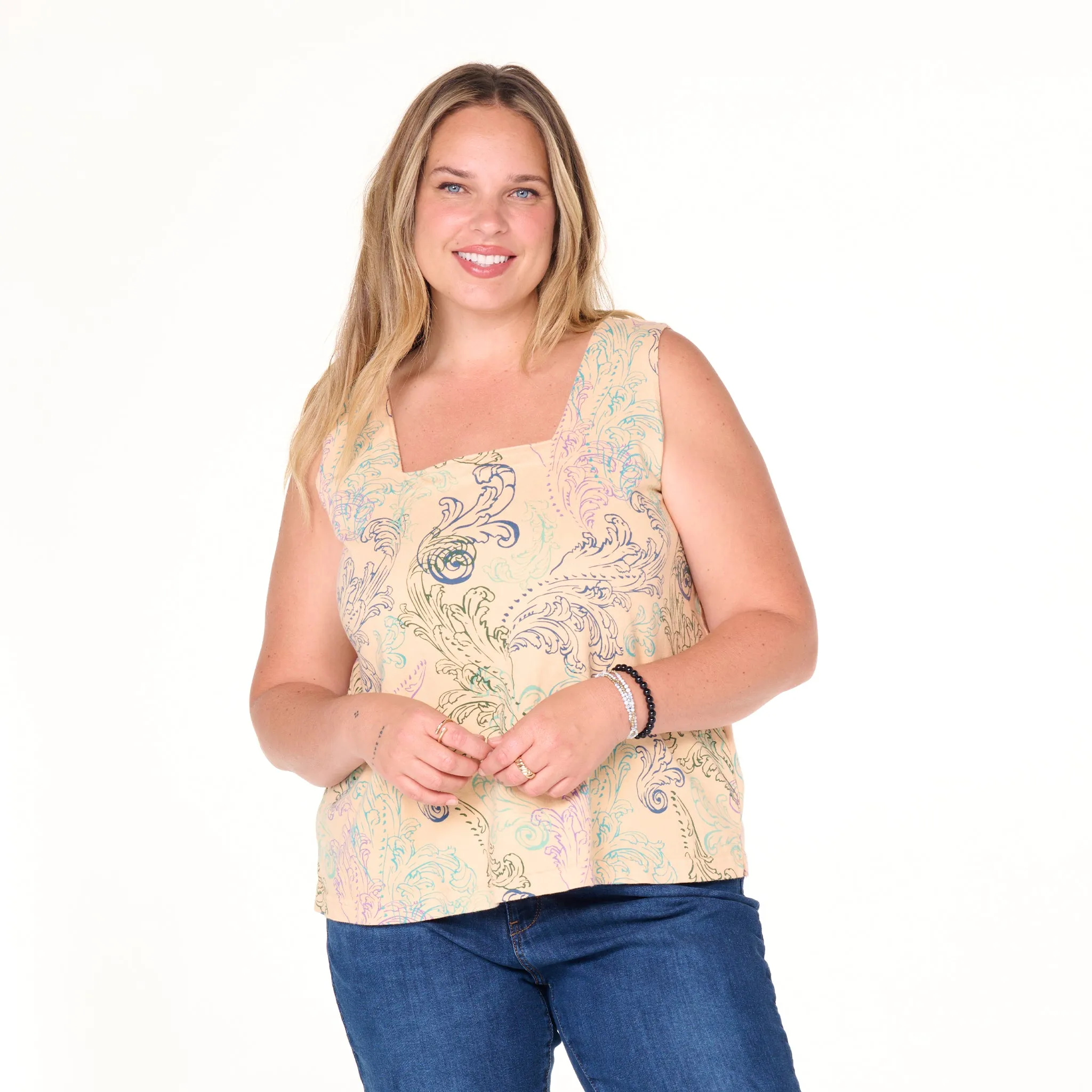 Waverley Swirl Boxy Tank | Plus Size Summer Colors Weekend Relaxed Look
