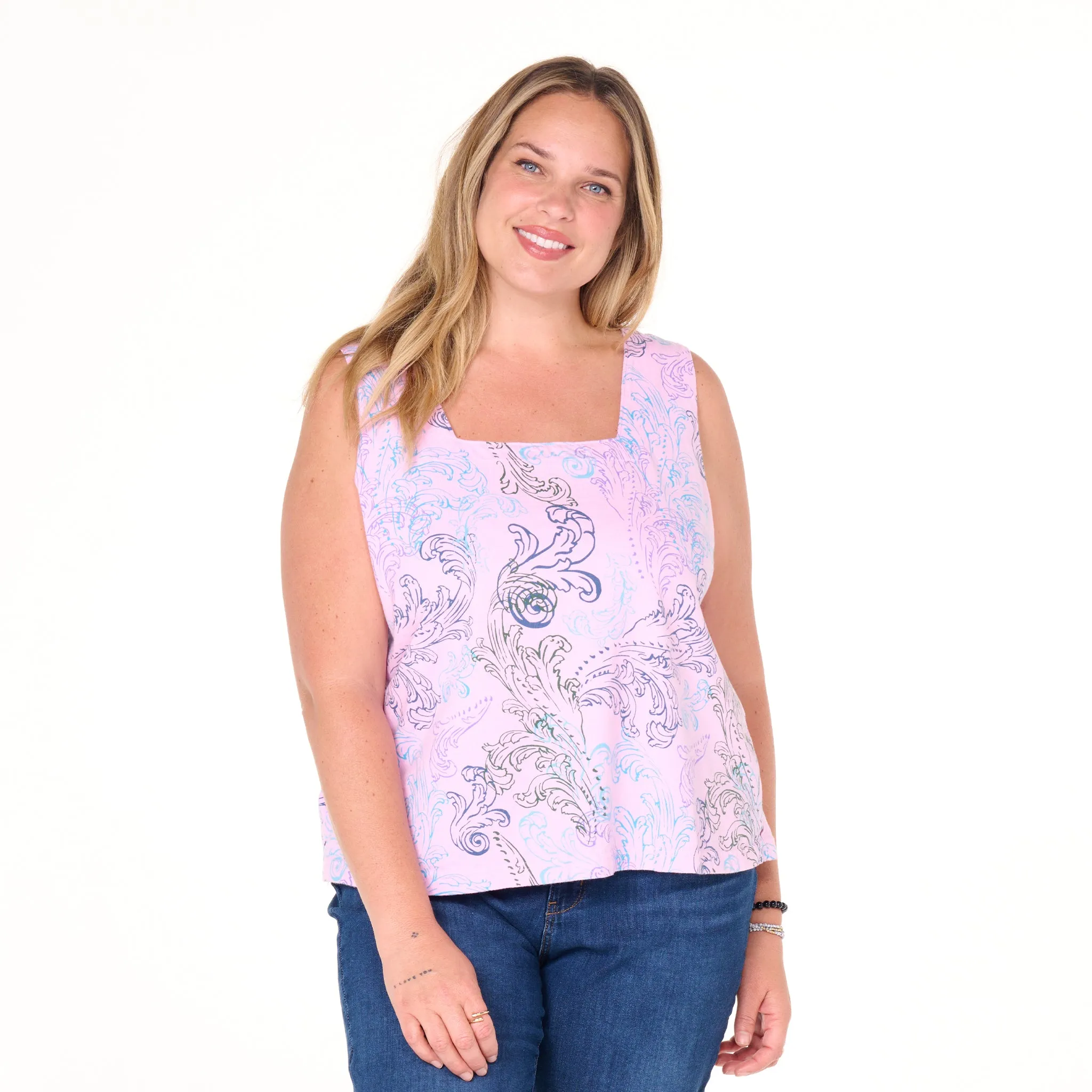 Waverley Swirl Boxy Tank | Plus Size Summer Colors Weekend Relaxed Look