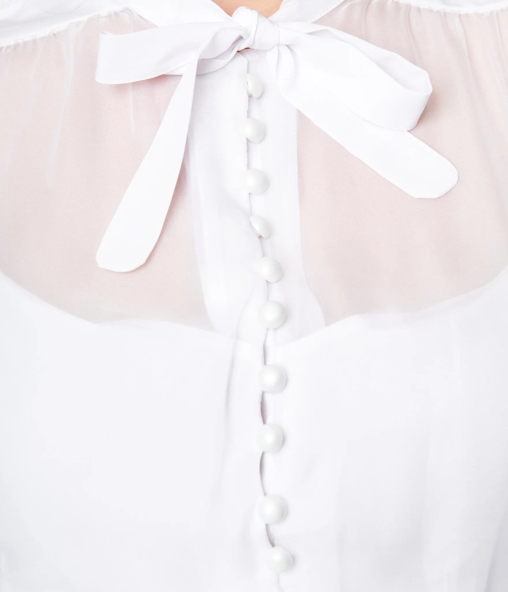 White Chiffon Neck Tie Blouse Easy Date Night